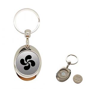 Porte cl&eacute; en M&eacute;tal alu bross&eacute; avec jeton aimant&eacute; grav&eacute; Croix Basque (my-goodprice, neuf)