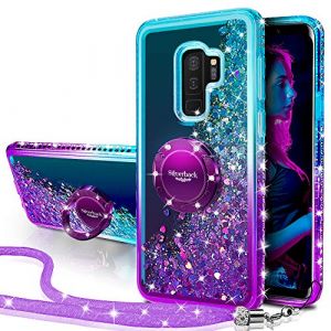 Miss Arts Coque pour Samsung Galaxy S9 Plus, Fille Silicone Paillette Strass Bling Glitter de Luxe avec Support, Liquide Gel Bumper Housse Etui de Protection pour Samsung Galaxy S9 Plus - Pourpre (Miss Arts -FR, neuf)