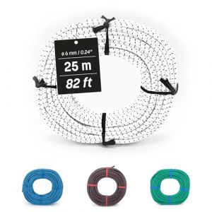 MAGMA Rouleau de Corde Elastique | Diam&egrave;tre 6 mm - Sport Nautique, Survie, Voile, Bateau, Camping, B&acirc;che | pour Int&eacute;rieur et Ext&eacute;rieur: Randonn&eacute;e, Bivouac, Jardin (25, Blanc) (Magma6, neuf)