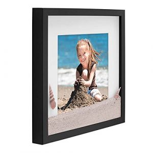 PHOTOLINI Cadre photo 3D à remplir 30 x 30 cm, noir, cadres profond avec passe-partout, cadre pour objets jusqu'à 1,5 cm, MDF avec verre - pour les loisirs créatifs & comme cadeau (PHOTOLINI, neuf)