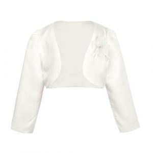 Freebily Boléro Bébé Enfant Fille à Manche Longue Fleur Cardigan Boléro Demoiselle d'honneur Baptême Soirée Cérémonie Veste Gilet Étole Satin Ivoire 7-8 Ans (MissPretty, neuf)