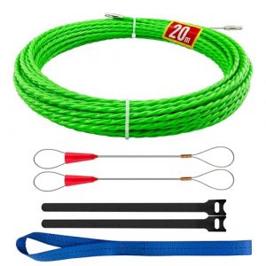 Aiguille Electricien 20 m - Tire Fils Electrique,Tire Cable, Spirale R&eacute;tractable,Tire Fil, Ressort Pour C&acirc;bles et Installations Electriques（20m,&Phi;4,5 mm） (DZDSBB-eu, neuf)