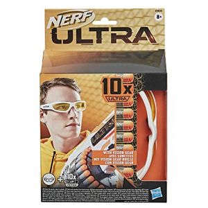 Hasbro Nerf Ultra - 10 fl&eacute;chettes et lunettes Vision Gear (recharge pour blaster Nerf Ultra avec une paire de lunettes de protection) (docsmagic, neuf)
