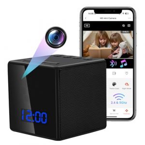 LXMIMI Caméra Cachée WiFi 2,4/5G, Horloge Minicaméra Espion Wi-FI HD 1080P, 120° WiFi Caméra Cachée Espion Supportant Le Bluetooth, la Vision Nocturne et la Détection de Mouvement (hangdaouk, neuf)