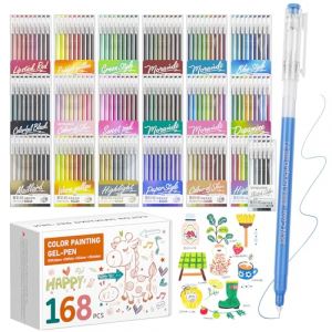 TrendGate - Set de 168 Stylos Gel, Pointe Fine 0,5 mm - 162 Couleurs (159 + 3 Blanc / 3 Argent / 3 Or) - Feutres Gel pour Coloriage Adulte pour Dessin, &Eacute;criture, Journaling - Pour Adultes et Enfants (TrendGate, neuf)