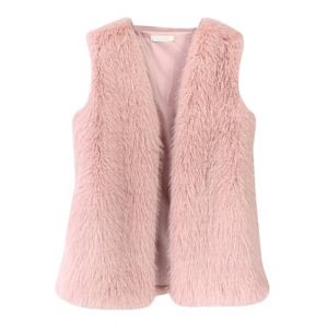 shownicer Gilet Court Femme Fausse Fourrure Manteau sans Manches Cardigan Imitation Fourrure Hiver Gilet C Rose M (Joeh Carnival, neuf)