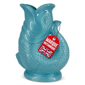 Carafe Glouglou Gluggle en Forme de Poisson, Vase Pichet Surf Bleu, Très Grand Pichet 1,5 Litre, Pièce Décoration Maison en Céramique pour les Cocktails, l'Eau et le Gin (Inbound To Anglia Ltd, neuf)