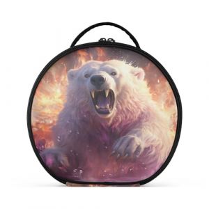 Ours Polaire En Colère Feu Violet Créativité Trousse Sac Cosmétique Circulaire de Maquillage Pochette Sacs avec Cloisons Amovibles pour Voyage Filles (HULAHULA, neuf)