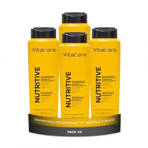 Vitalcare | Nutritive - Shampoing Nourrissant et Restructurant, Shampoing pour Cheveux Secs et ternes, aux Céramides Végétales et Panthénol, 4 x 500 ml (WAC.SHOP, neuf)