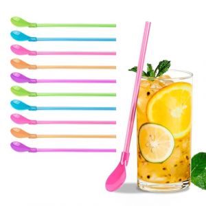 CATOR CATOR 15 Pcs Cuillère Paille Reutilisable 2 en 1, paille reutilisable Paille Smoothie, paille bubble tea Pailles Reutilisable Parfait pour Smoothies Laits Frappés Cocktail Café (QUQU JIANING, neuf)