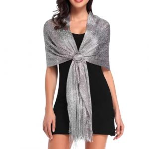 YUVKIN &Eacute;tole pour femme, Foulard en mousseline de soie, &Eacute;l&eacute;gant, Chiffon l&eacute;ger et doux, &Eacute;charpe, &Eacute;tole mariage chic en argent soie (Grande taille) (Argent&eacute; &eacute;l&eacute;gant), Pour robe de soir&eacute;e. (HerEdit, neuf)