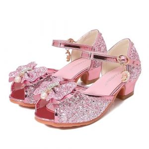 Eleasica Fille Chaussures de Princesse Elsa Reine des Neiges Sandales pour Enfant Chaussures pour D&eacute;guisement Talon Haut Bloc Bout Ouvert Antid&eacute;rapant Chaussures pour Soir&eacute;e Carnaval Cadeau,Rose,31 (Eleasica, neuf)