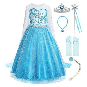 ReliBeauty Déguisement Princesse Filles Manches Longues Robe Costume, Halloween Cosplay,7-8ans/122-128cm(Étiquette140) (Matt Viggo, neuf)