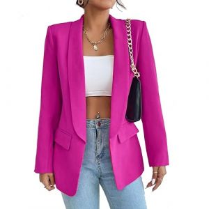 LIAOPUFUS Femme Blazer Slim Fit El&eacute;gant &agrave; Manches Longues Costume &agrave; Revers Business Veste de Costume Tailleur Bureau d'affaires avec Poches Couleur Vari&eacute;t&eacute;e(L,Rose) (LIAOPUFUS, neuf)