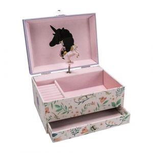 GICO Bo&icirc;te &agrave; bijoux licorne pour fille avec musique, figurine rotative et miroir, cadeau d'anniversaire pour fille, bo&icirc;te &agrave; bijoux pour enfants rose bonbon (GICO Spielwaren-Vertrieb GmbH, neuf)