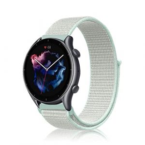 Niboow 22mm Bracelet pour Amazfit Bip 5/GTR 4/GTR 3 Pro/GTR 3/GTR 2 eSIM/GTR 2e/GTR 47mm, Nylon Respirant R&eacute;glable Bracelet pour Amazfit Cheetah/Cheetah Pro/Stratos 3/Stratos 2s/Stratos - Bleu Clair (Niboow EU, neuf)