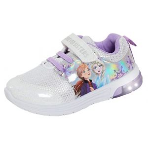 Disney La Reine des Neiges 2 Baskets Lumineuses pour Filles Baskets Enfants Elsa Anna Chaussures de Sport avec Lumières Clignotantes, Argenté., 25 EU (Lora Dora, neuf)