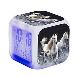 Réveil cheval - Alarme animale - LED - Avec lumière - Brillant dans la nuit - Pour enfants et adultes - Cadeaux D'anniversaire pour Adultes (G) (TU WEN, neuf)