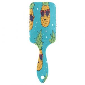Brosse à cheveux avec coussin d'air, lunettes de dessin animé, ananas pour cheveux épais et démêlage antistatique (DEJESJ, neuf)