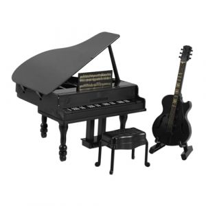 Gatuida Miniatures Instruments Musique Maison Poup&eacute;e Accessoires D&eacute;coratifs Piano Noir Guitare pour Collection et Ambiance Musicale (Brandon Zou, neuf)