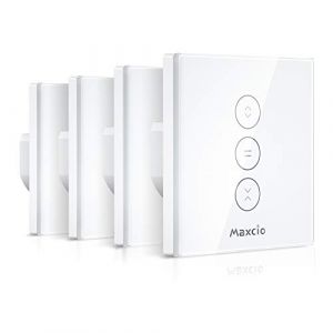 Maxcio Interrupteur Volet Roulant Connecté Compatible Avec Alexa Et Google Home, Interrupteur Connecté Volet Roulant Intelligent Avec Minuterie Et Commande Vocale, Interrupteur Tactile (4, Blanc) (Maxcio Smart Mall, neuf)