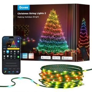 Govee RGBWIC Guirlande Lumineuse de Noël 20M, Décorations d'Halloween Noël pour L'intérieur, Lumières 200 LEDs avec Technologie Smart Mapping et AIGC, 130+ Dynamic Scene Modes, Câble vert (Govee FR, neuf)