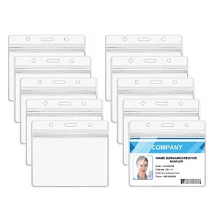 Vicloon Porte Badge, 10pcs Porte-Cartes en Transparent Vertical en PVC Avec Badge Nominatif &Eacute;tanche et Refermable Pour Carte d'&Eacute;tudiants,Carte De Visite,Carte Bus (Horizontal) (BEST-SELLER5, neuf)