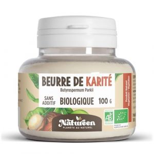 Beurre de Karit&eacute; Bio AB 100 g - 100% V&eacute;g&eacute;tal - Sans Additifs - Cheveux - Corps - Visage - Pur - V&eacute;gan (123PLANTES, neuf)