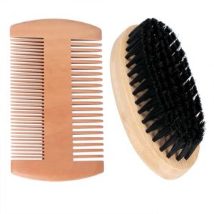 Lot de 2 peignes &agrave; barbe pour homme, kit de toilettage &agrave; barbe en bois pour homme, poils de sanglier, moustache, brosses &agrave; barbe, brosses &agrave; moustache, peigne &agrave; moustache, dents &eacute;paisses et fines (lifudvdvdvdv, neuf)