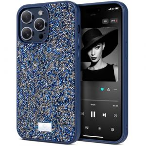BEZ&reg; Coque pour iPhone 14 Pro Paillette, Coque Compatible avec iPhone 14 Pro Glitter, Series de Etuis avec Bling & Co., &Eacute;tui en Diamant Etincelant et &agrave; Cristal Bling, Bleu Nuit (TheBlingZ., neuf)