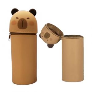 Thryviel 2 en 1 Trousse Scolaire en Silicone Souple avec Rei&szlig;verschluss - &Eacute;tui &agrave; Crayons Kawaii Chat pour Enfants, Fournitures Bureau Maison, Fournitures Scolaires Mignonnes (Kapibara) (Tanf Group, neuf)