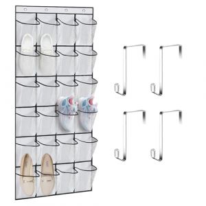 Rangement Chaussures Suspendu avec 24 Poches, Range Chaussures à Suspendre sur la Porte, Sac de Rangement Suspendu, Porte Chaussures Mural, pour Chambre à Coucher, Salle de Bain (Blanc) (XJRMY, neuf)