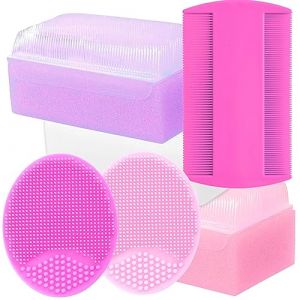 Kit de traitement de bonnet de berceau pour b&eacute;b&eacute; fille | Brosse pour b&eacute;b&eacute;, peigne et &eacute;ponge de bain essentiels (rose) (E.Z.commerce, neuf)