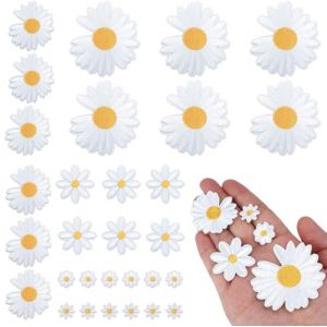 Patch Thermocollant Ecusson Thermocollant Marguerites Ecusson a Coudre Broderie Appliqués à Coudre Pour Vêtement Sac à Dos Jean Chapeau Fleur Blanche 30 PCS (HYXIN-EU, neuf)