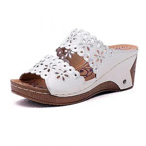 azaz Sandales Compens&eacute;es Femme Mules Femmes &Agrave; Bout Ouvert Chaussure Ete Sandales &Agrave; Plateforme &Eacute;paisse &Agrave; Talons Hauts Mules Chaussons Style Romain Femme Confort Chausson Antid&eacute;rapantes Pas Cher (HCADSHOPS, neuf)