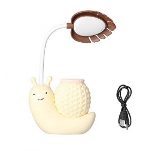 Garosa Lampe de Bureau à LED avec Porte-Stylo Animal de Dessin Animé Escargot Lampe de Table à Fonctions Multiples USB Mignon Lampe de Bureau Col de Cygne pour étudiants (Amoq313, neuf)