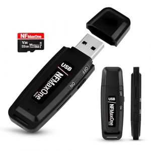 Enregistreur vocal espion numérique avec microSD de 32 Go inclus | Mini enregistreur audio idéal pour réunions, interviews, cours | Graveur USB espion portable jusqu'à 500 heures d'enregistrement NFM (RoadToLove, neuf)