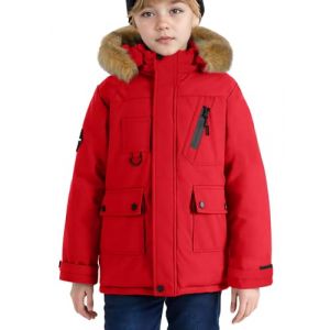 SEAUR Manteaux Enfant Garçon Parka d'hiver Automne Doudoune Chaud Veste Outdoor avec Capuche Rouge 13-14 ans (MANDIGLO, neuf)