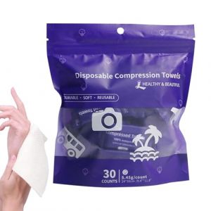 Serviettes Pour Le Visage Compress&eacute;es &ndash; 30 Mini Serviettes Jetables Compactes | Gants De Toilette Extensibles En Coton, Pour Camping, Voyage, Plage, Salle De Bain, Salle De Sport, Spa, D&eacute;maquillage, H (daoyou, neuf)