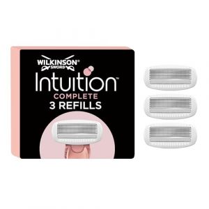 Recharges de lames de rasoir pour femmes Wilkinson Sword Intuition Complete, gel Skin Protect, rasoir pour la routine de soins, pack de 3 lames (Venture Blue, neuf)