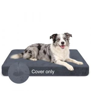 DUJUIKE 100% imperm&eacute;able Housse de Remplacement pour lit pour Chien, Housse de Matelas en Velours pour Chien, Peluche Douce, Doublure de Matelas Lavable et Amovible pour Chien (Gris fonc&eacute;, S) (Pulchlla, neuf)