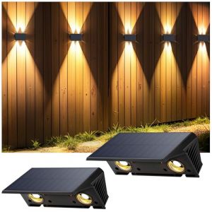 IIRARA Applique Solaire Extérieur, Nouvelle Génération 2025 Haut & Bas Applique Murale Solaire Blanc Chaud 1500mAh Lampe Solaire Murale Extérieur IP67 Étanche 2 Articles 100 Lumens pour Clôture Jardin (Yaji Co. Limited, neuf)