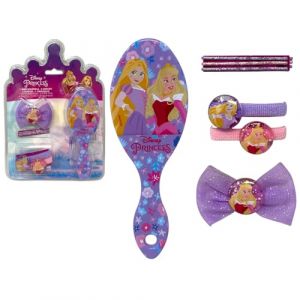 Accessoires pour cheveux Princesses Disney pour filles Pack en forme de ch&acirc;teau complet de 7 pi&egrave;ces brosse &eacute;pingles &agrave; cheveux &eacute;lastiques pince (Massi s.r.l., neuf)