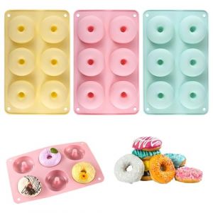 VireEyU Ensemble de 3 moules à donuts en silicone premium, résistant à la chaleur jusqu'à 230°C, idéal pour les donuts, bagels, adapté pour le four et le micro-ondes, facile à nettoyer et à ranger (CHENZYU SARL, neuf)
