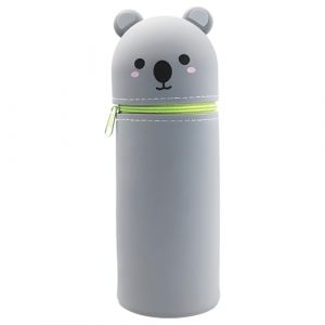 MOTIBACK Kawaii, trousse d'écolier 2 en 1, en silicone souple, motif de dessin animé, porte-stylo, trousse à crayons, trousse à crayons, trousse à crayons, trousse à crayons (koala gris) (GUTTAVAN Kft., neuf)