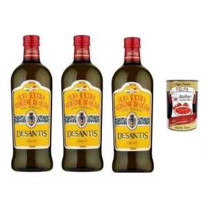 Italian Gourmet DeSantis Huile d&rsquo;olive extra vierge 100% Italiano, 3 x 1 L &ndash; go&ucirc;t fruit&eacute;, pression &agrave; froid, cuisine m&eacute;diterran&eacute;enne, assaisonnement & cuisson + Italian Gourmet Polpa (Italiaen Gourmet UK Ltd, neuf)