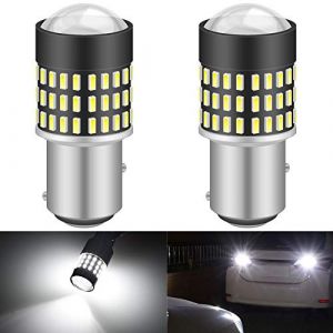 KATUR 1157 BAY15D 1016 1034 7528 Ampoule LED 900 Lumens 3014 78SMD Lentille Ampoules LED pour feu Stop Clignotant Feu arri&egrave;re Double feu arri&egrave;re, Blanc Xenon (Pack de 2) (KAtur, neuf)