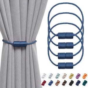 Pretty Jolly Lot de 4 embrasses de rideaux magnétiques de 40,6 cm faites à la main en corde latérale - Pratiques et décoratives pour rideaux cylindriques pour fenêtre de maison et de bureau (bleu (PrettyJolly, neuf)