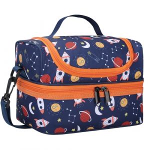 Kasgo Sac Isotherme Repas Enfant, 2 Compartiments Sac D&eacute;jeuner Thermique Gar&ccedil;on Fille 5,7L Mignon Petit Lunch Bag avec Bandouli&egrave;re R&eacute;glable pour &Eacute;cole Pique-nique Fus&eacute;e Bleu (KASGOSHOP, neuf)