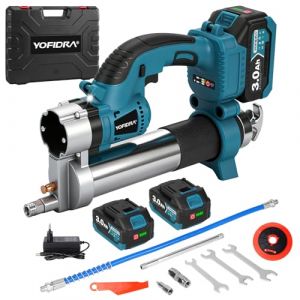 Yofidra Pistolet &agrave; graisse sur batterie 500W, Pompe &agrave; graisse &eacute;lectrique 8000PSI, avec 2 batteries 3.0Ah et chargeur, Pistolet &agrave; graisse sur batterie avec 600CC, 6 Oz/min, dispositif de graissage pour (Yofidra, neuf)